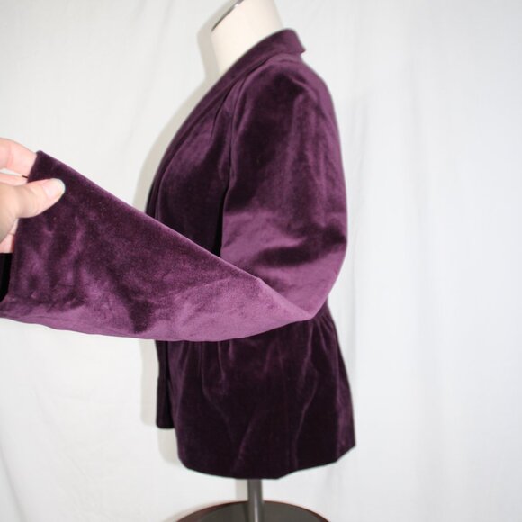 J. CREW Women's Purple Eggplant Velvet Button Up Peplum Blazer Jacket Size 8 - Picture 8 of 11